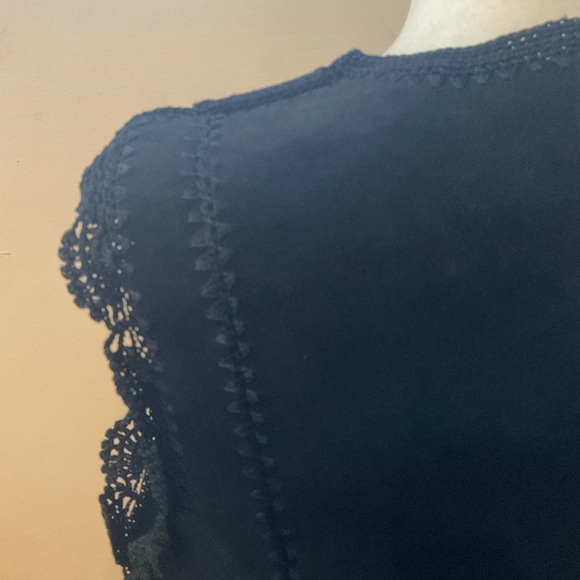 “Kroshetta” Vintage Crochet/ Lace Black Suede Vest. - Picture 4 of 11
